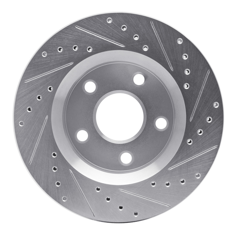 Jeep Wrangler Brake Rotor (1) - Front Left - R1 Concepts - Drilled & Slotted - Silver - `07-`18